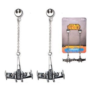 RARE STAR WARS Official X Wing Earrings STAINLESS STEEL Drop Chain NEW Sold Out!